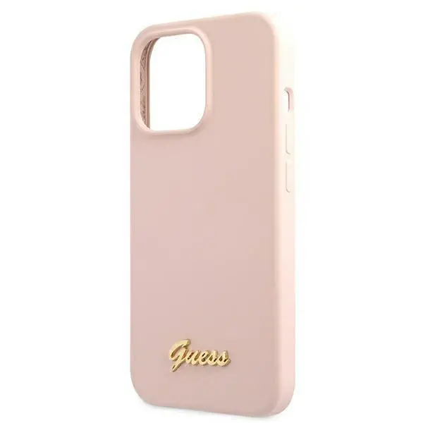 Etui Guess Silicone Script Gold Logo Magsafe GUHMP13XLSLMGLP do iPhone 13 Pro Max