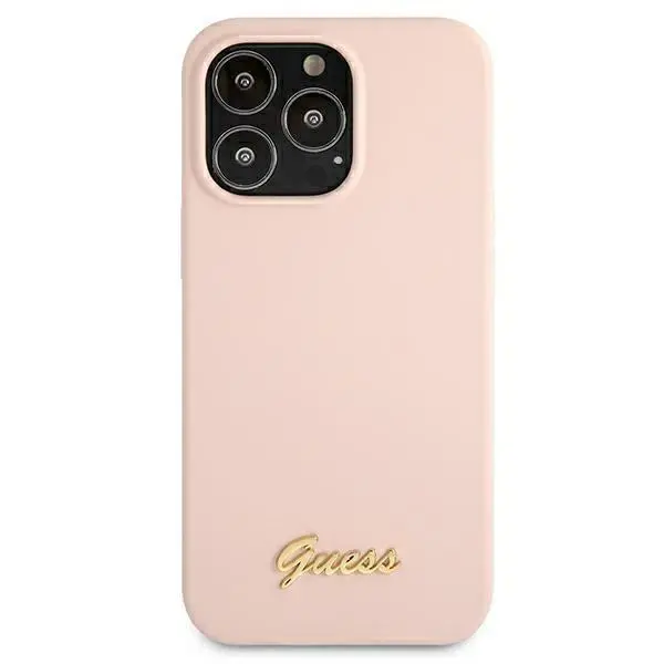 Etui Guess Silicone Script Gold Logo Magsafe GUHMP13XLSLMGLP do iPhone 13 Pro Max
