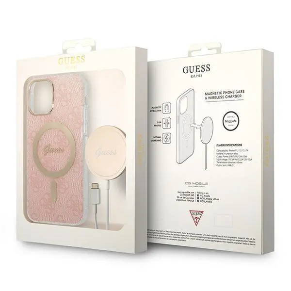 Zestaw Guess GUBPP12MH4EACSP ładowarka indukcyjna + etui 4G Print MagSafe do iPhone 12 Pro
