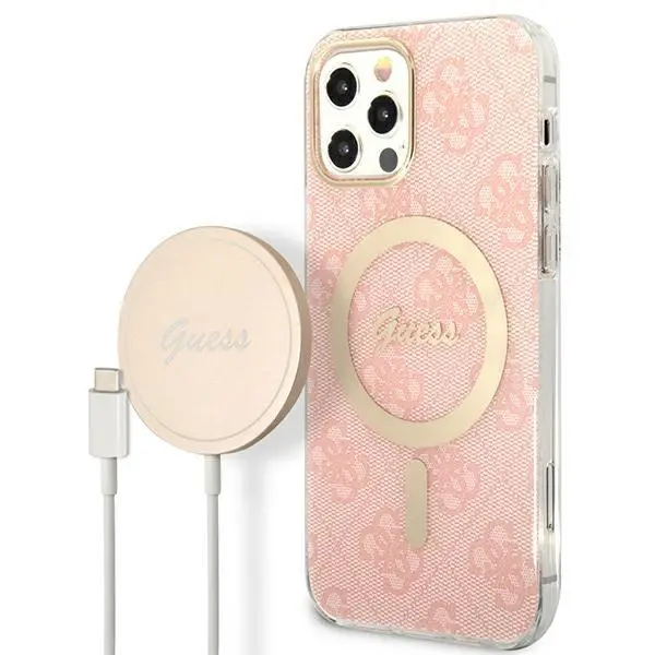 Zestaw Guess GUBPP12MH4EACSP ładowarka indukcyjna + etui 4G Print MagSafe do iPhone 12 Pro