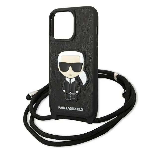 Etui Karl Lagerfeld Leather Monogram Patch and Cord Iconik KLHCP13LCMNIPK do iPhone 13 Pro / 13