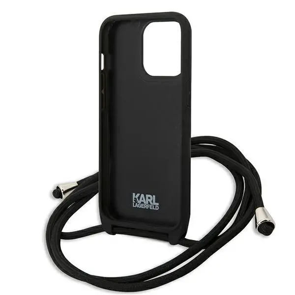 Etui Karl Lagerfeld Leather Monogram Patch and Cord Iconik KLHCP13LCMNIPK do iPhone 13 Pro / 13