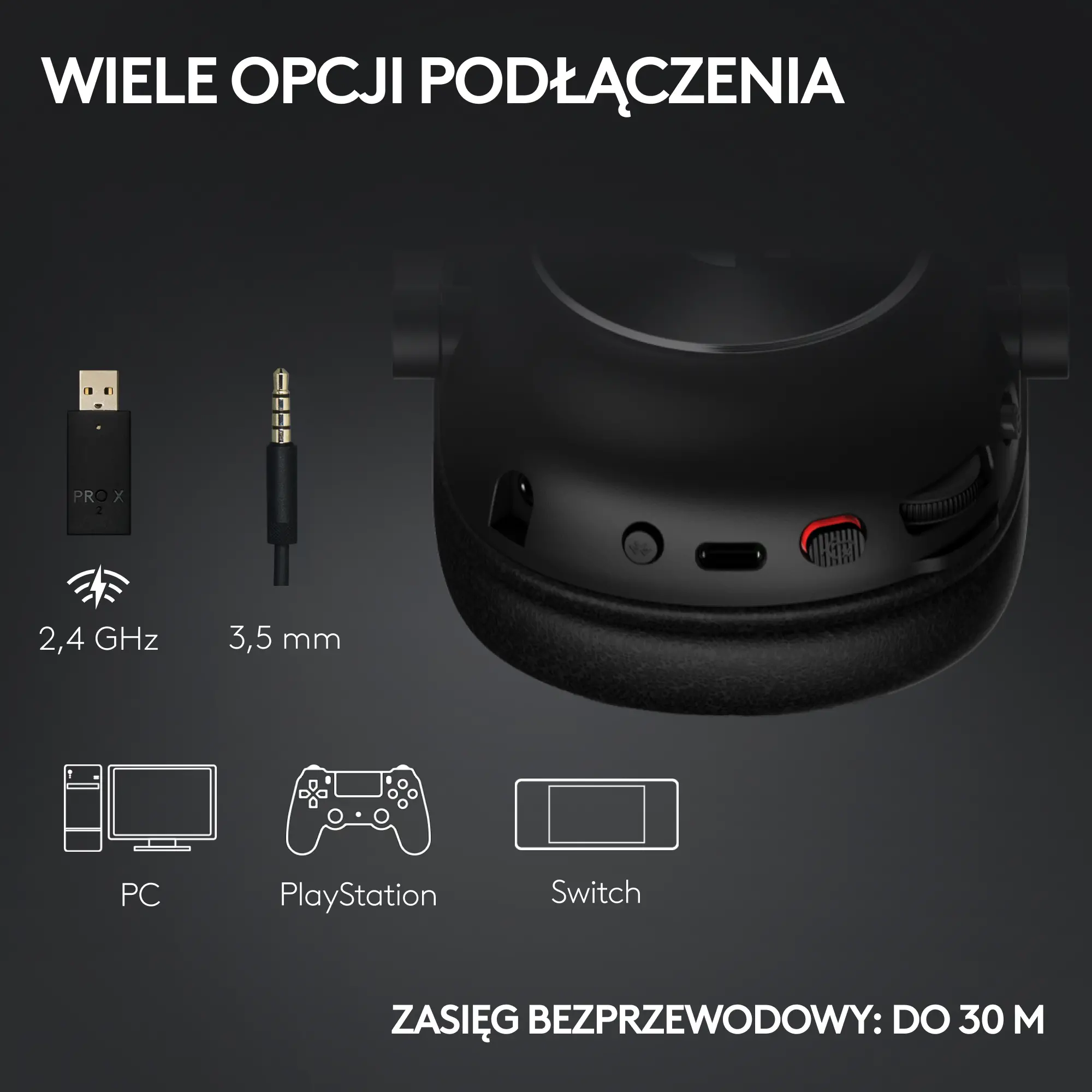 Słuchawki bezprzewodowe z mikrofonem Logitech G Pro X2 Lightspeed Nauszne Biały