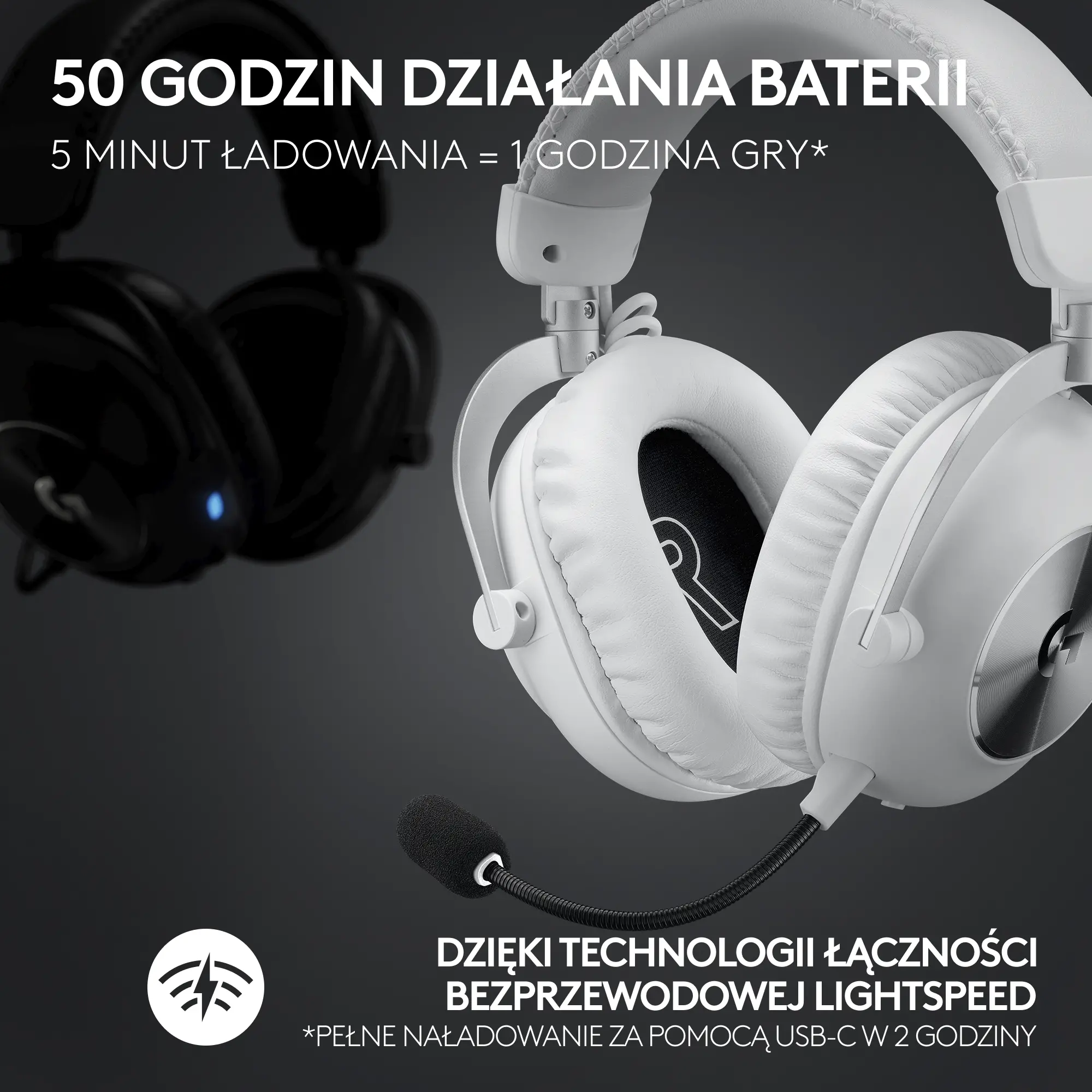 Słuchawki bezprzewodowe z mikrofonem Logitech G Pro X2 Lightspeed Nauszne Biały