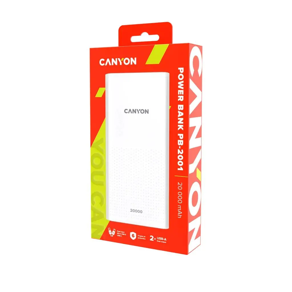 Powerbank Canyon PB-2001 20000mAh Biały