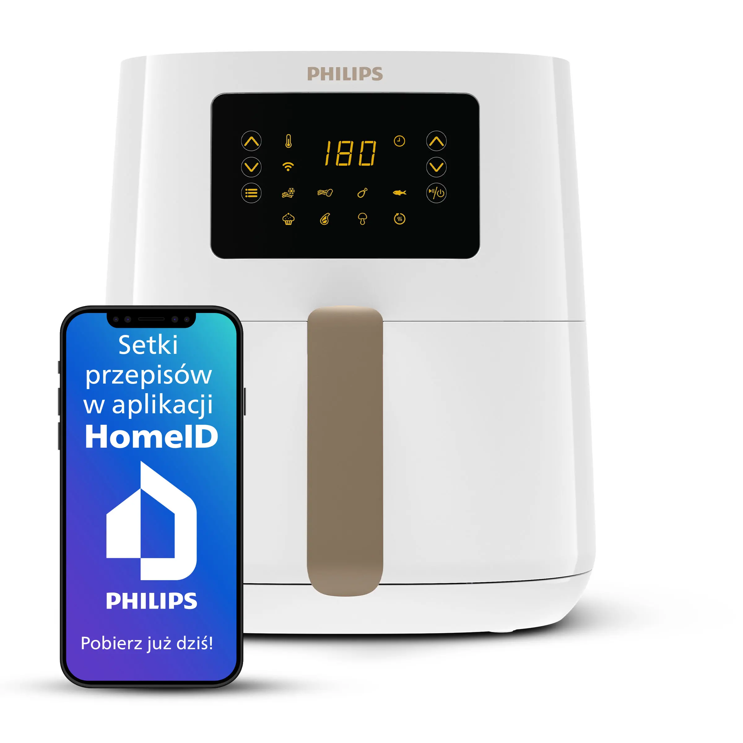 Frytkownica beztłuszczowa Philips Ovi Connected HD9255/30 1400W 4,1l Aplikacja mobilna
