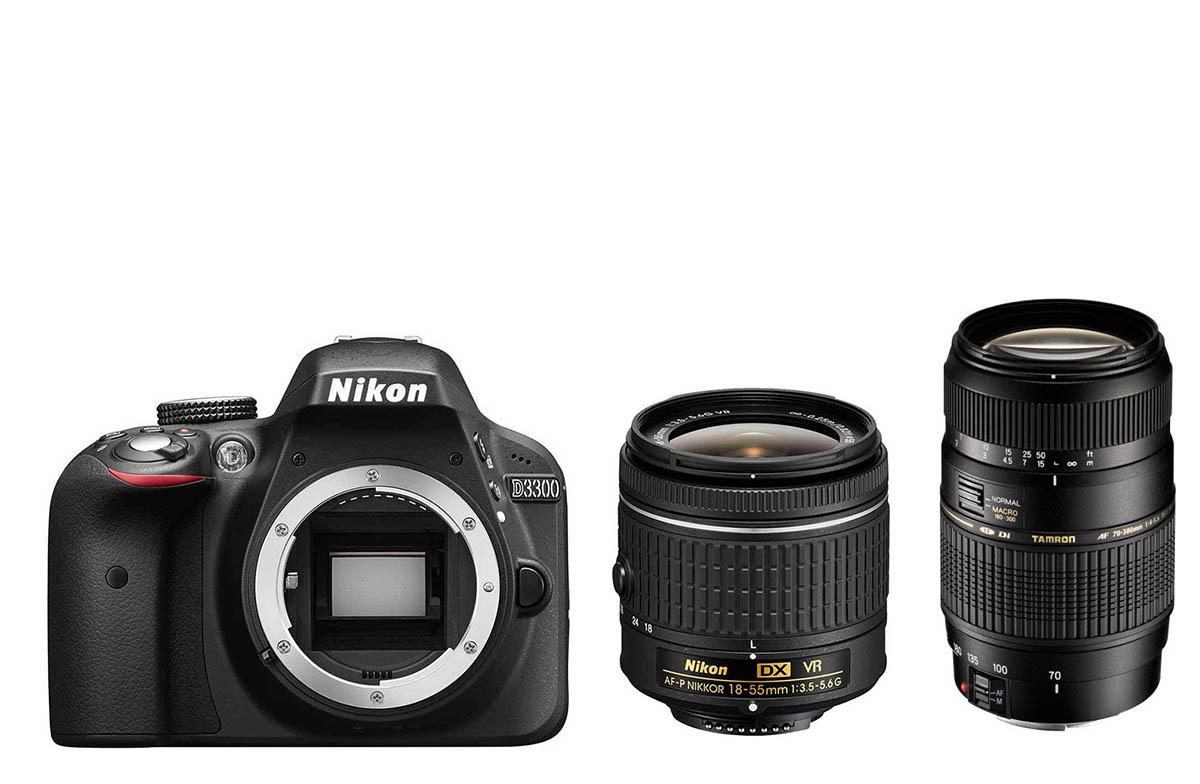 Lustrzanka Nikon D3300 + AF-P 18-55 VR + Tamron AF 70-300 mmm