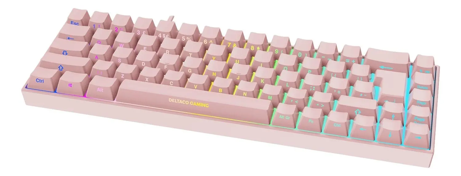 Klawiatura mechaniczna Deltaco GAM-100-P-UK Kailh Red Różowy