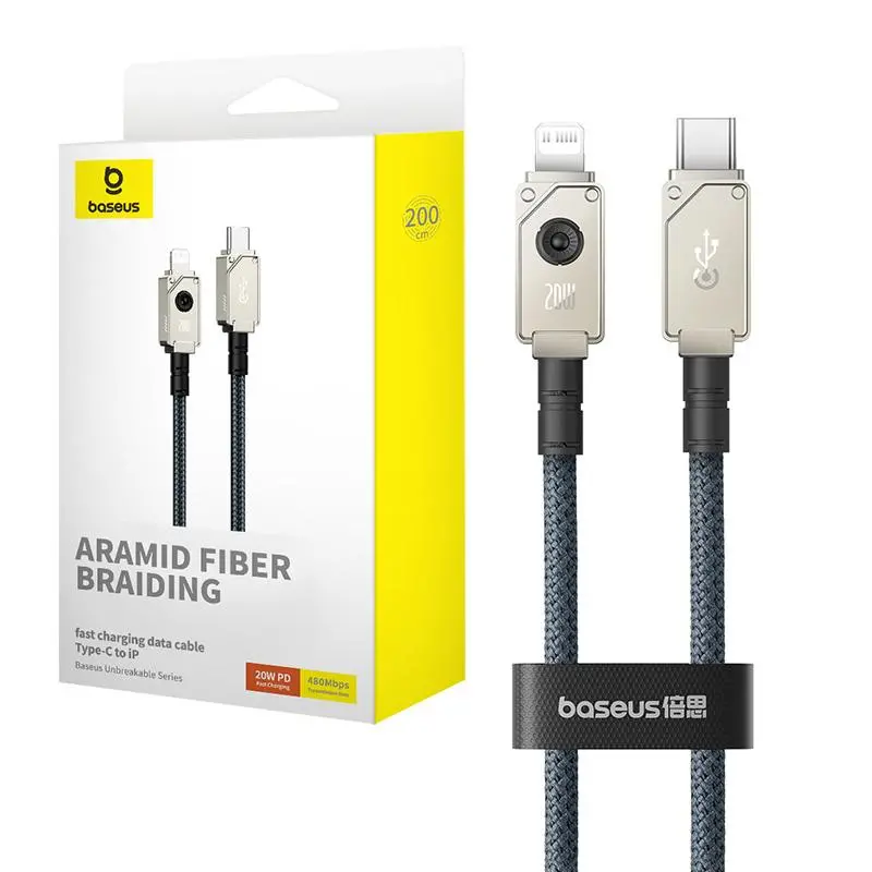 Kabel Baseus ARAMID FIBER USB-C do Lightning 20W 2m Granatowy