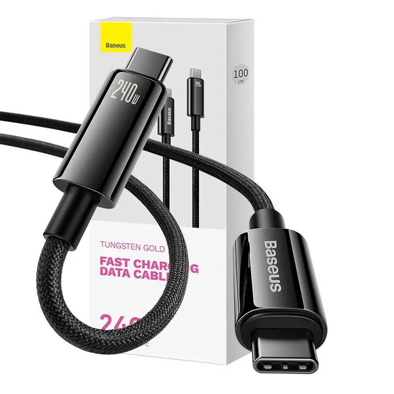Kabel Baseus Tungsten Gold 240W USB-C-USB-C 1m Czarny