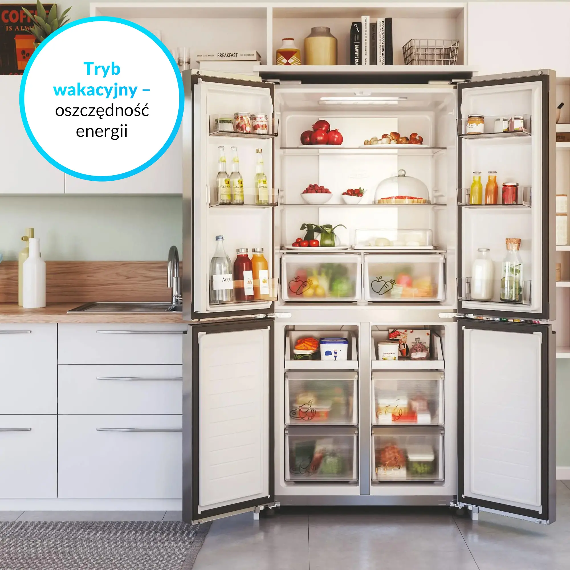 Lodówka Candy CFQQ5T817EPS Pełny No Frost 181,5cm Inox