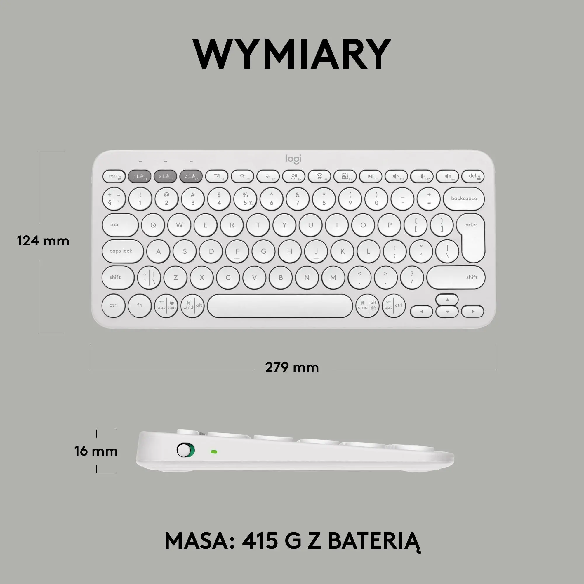 Klawiatura membranowa Logitech Pebble Keys 2 K380s Biały