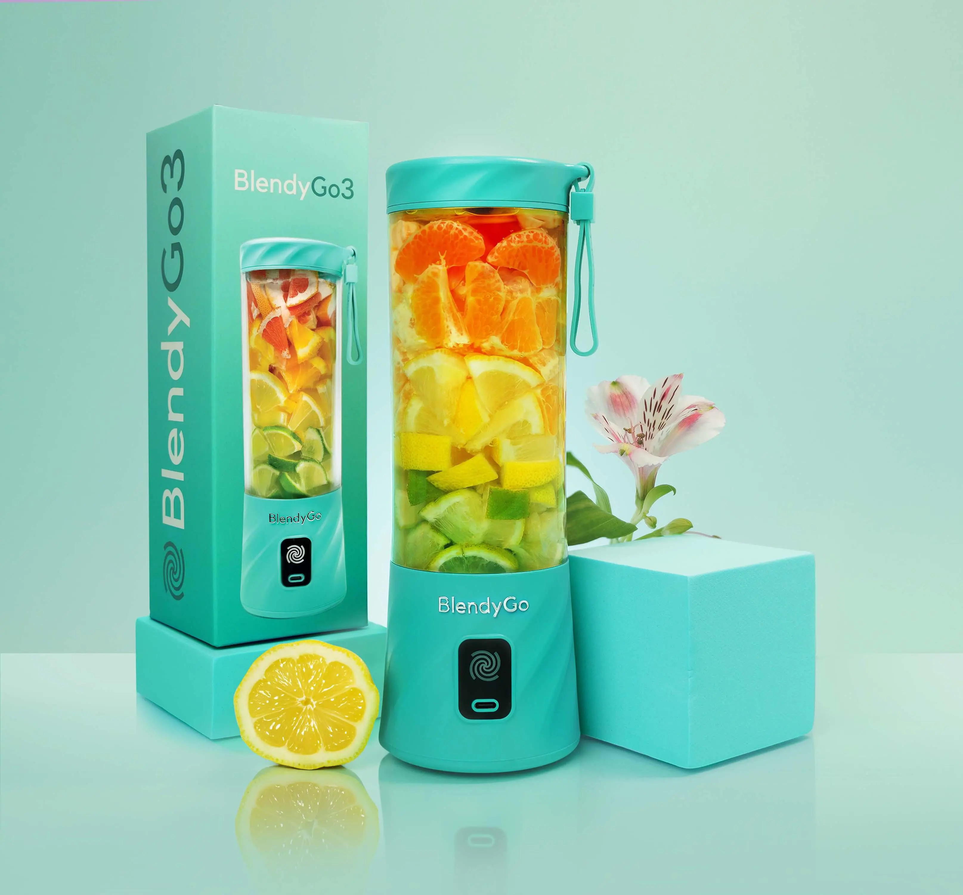 Blender kielichowy BlendyGo 3 Bezprzewodowy 0,55l Miętowy