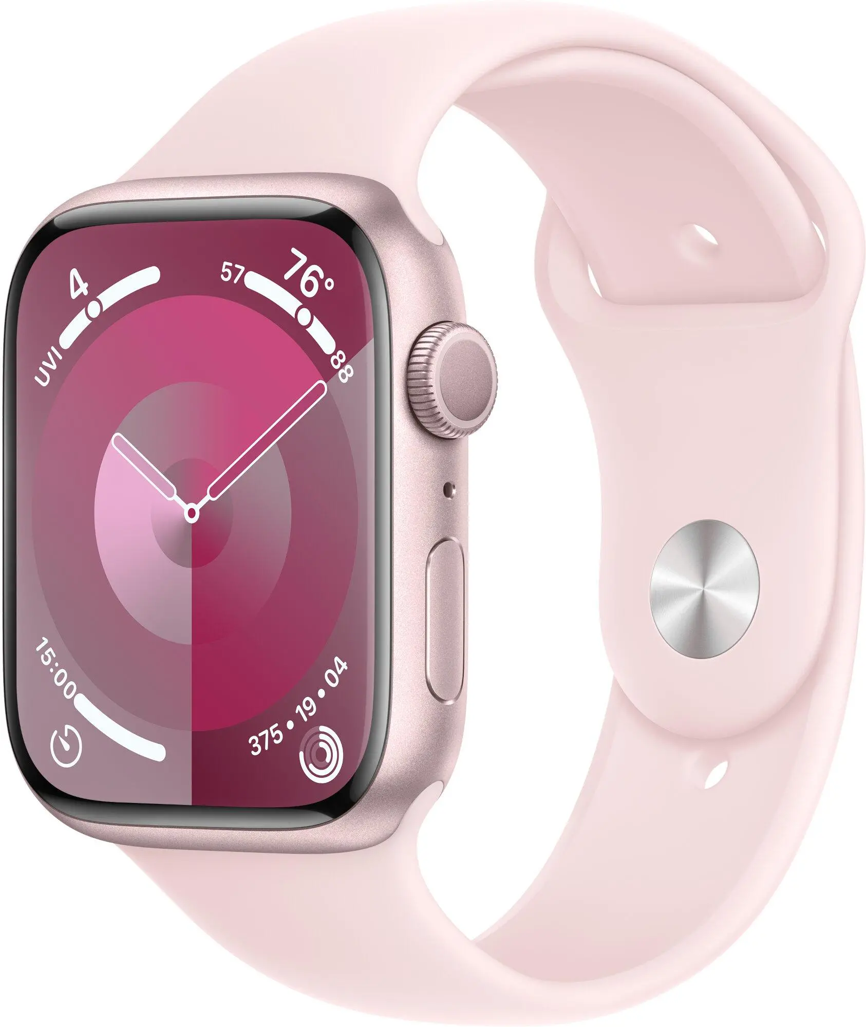 Apple Watch Series 9 GPS koperta 45mm z aluminium Różowym pasek sportowy Jasnoróżowy rozmiar M/L