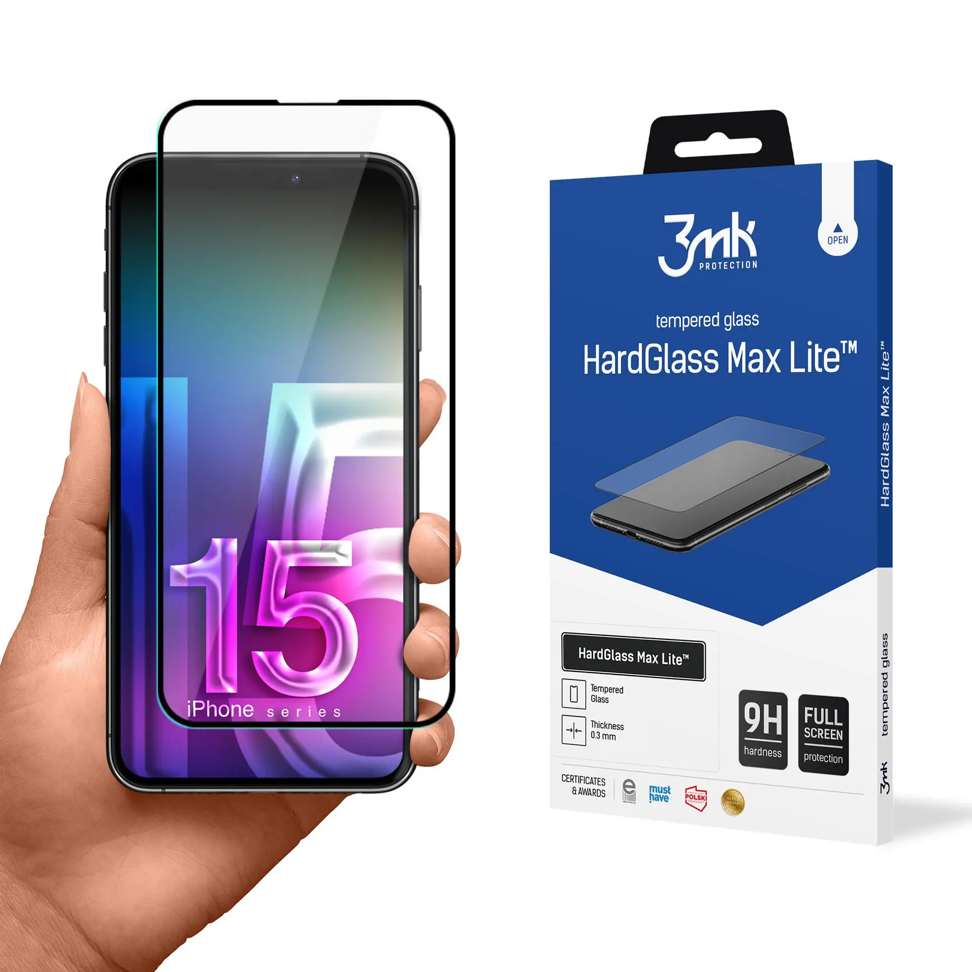 Szkło hartowane 3mk HardGlass Max Lite do iPhone 15 Plus