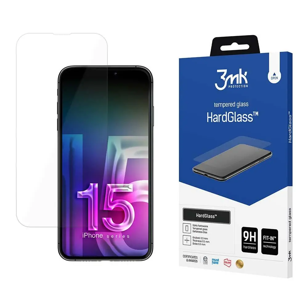 Szkło hartowane 3mk HardGlass do iPhone 15 Plus