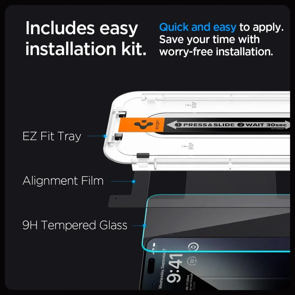 Szkło hartowane Spigen z aplikatorem Glas.tR EZ Fit HD do iPhone 15 Pro Max