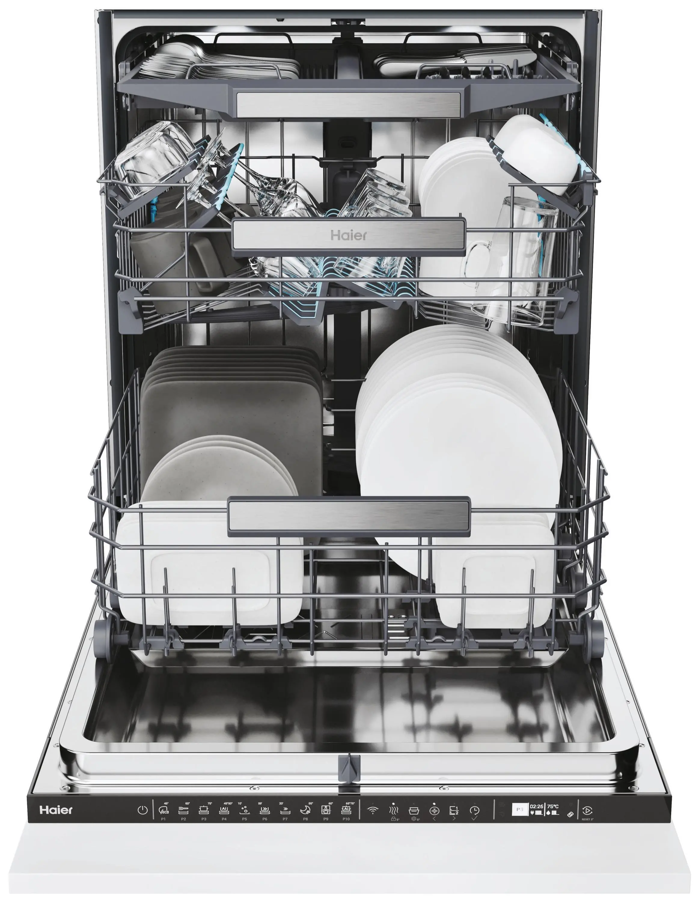 Zmywarka Haier I-Pro Shine Seria 6 XS 4A4M3PB 59,7cm Automatyczne otwieranie drzwi Szuflada na sztućce Zdalne sterowanie
