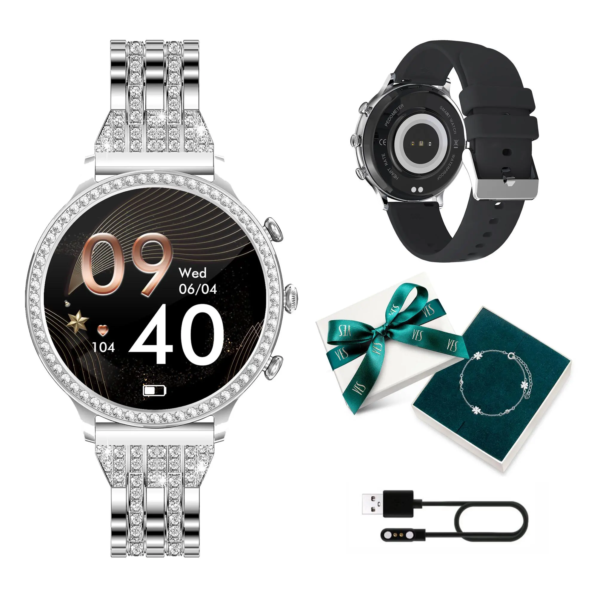 Smartwatch Manta Diamond Lusso 43mm Srebrny