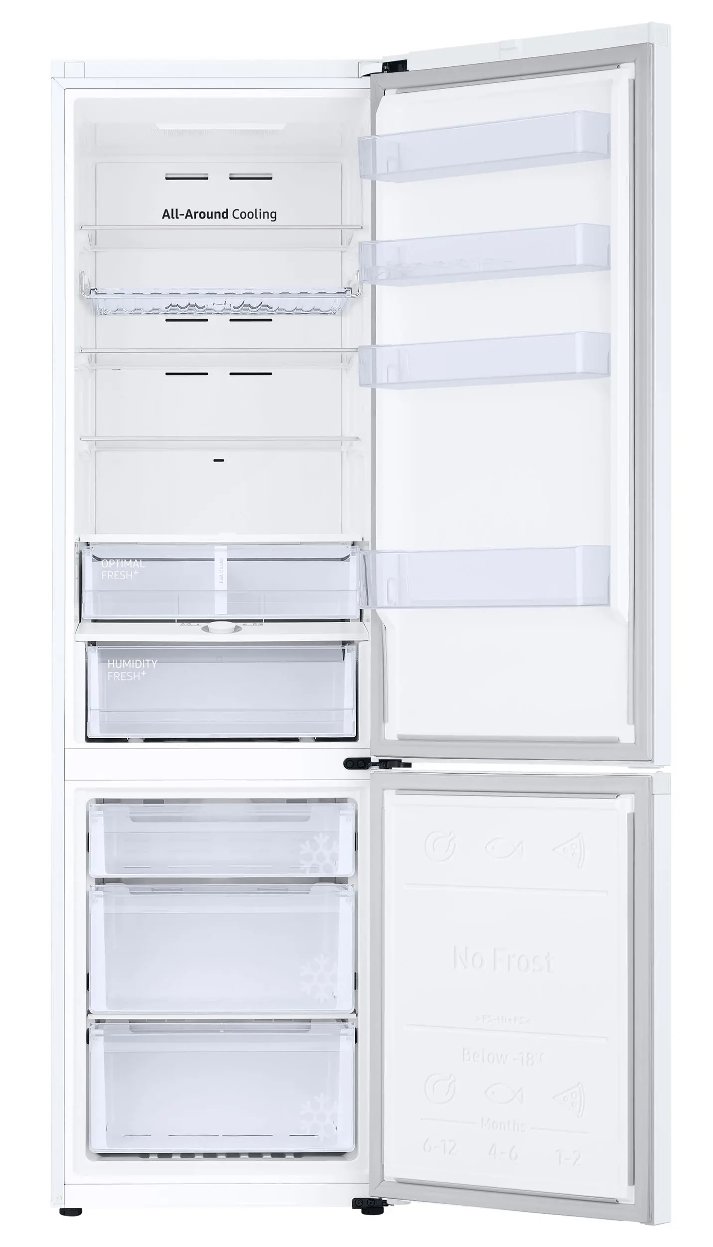 Lodówka Samsung RB38C605CWW Pełny No Frost 203cm Szuflada z kontrolą wilgotności Zdalne sterowanie Biały