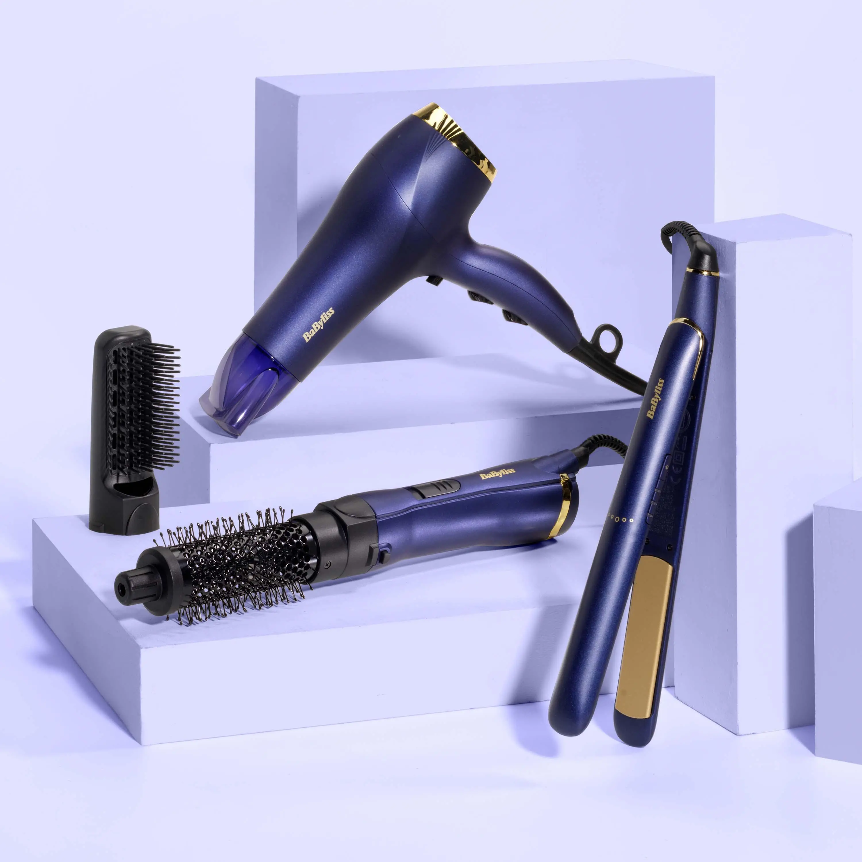 Suszarko-lokówka BaByliss Midnight Luxe 800 AS84PE 800W Zimny nawiew Średnica szczotki 38mm 2 poziomy temperatury