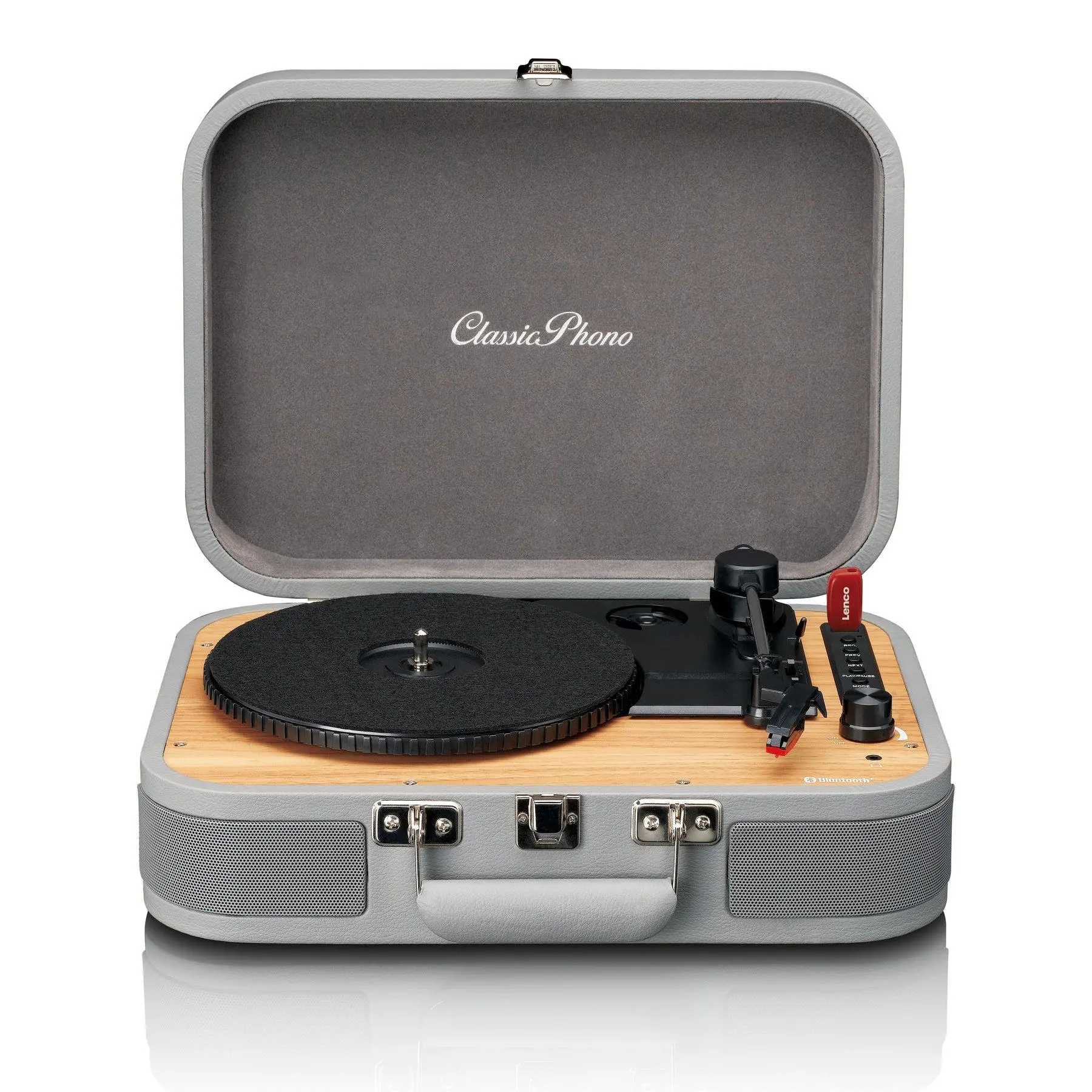 Gramofon Lenco TT-116GY Manualny Napęd bezpośredni Przedwzmacniacz Bluetooth Szary