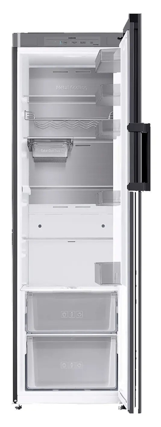 Lodówka Samsung Bespoke RR39C76C322 Chłodziarka No Frost 186cm Szuflada z kontrolą wilgotności Zdalne sterowanie Czarne szkło