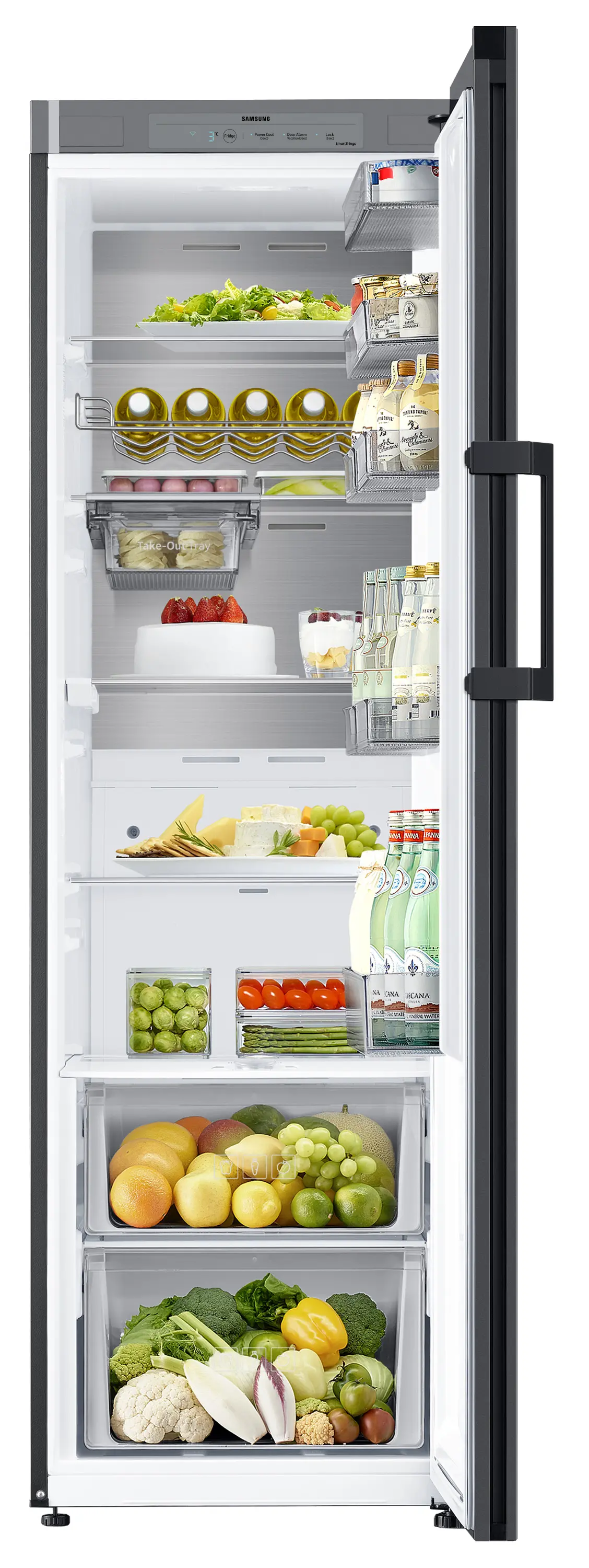 Lodówka Samsung Bespoke RR39C76C322 Chłodziarka No Frost 186cm Szuflada z kontrolą wilgotności Zdalne sterowanie Czarne szkło