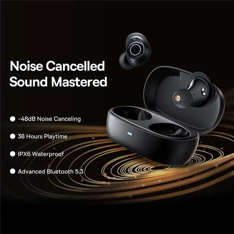 Słuchawki bezprzewodowe Baseus Bowie MA20 ANC Dokanałowe Bluetooth 5.3 Czarny