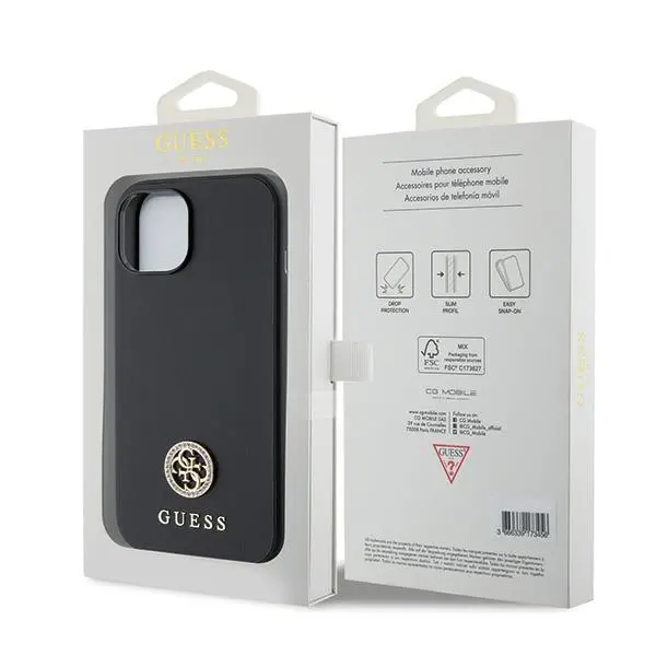 Etui Guess Strass Metal Logo GUHCP15SPS4DGPK do iPhone 15 Czarny