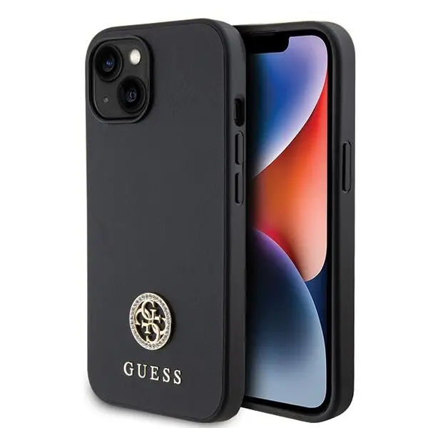 Etui Guess Strass Metal Logo GUHCP15SPS4DGPK do iPhone 15 Czarny