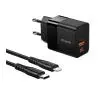 Ładowarka sieciowa Mcdodo CH-1952 USB + USB-C 20W + kabel USB-C do Lightning Czarny