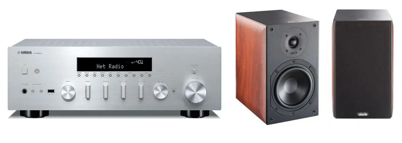 Zestaw stereo Yamaha R-N600A Srebrny, Indiana Line Nota 260 X Orzech