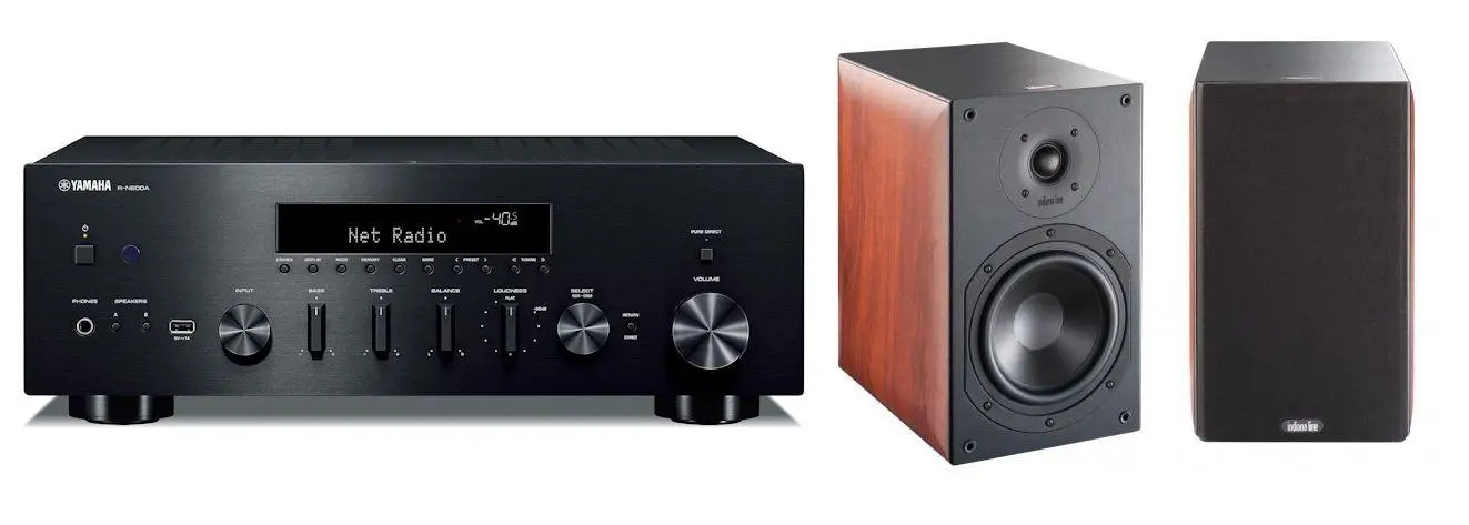 Zestaw stereo Yamaha R-N600A Czarny, Indiana Line Nota 260 X Orzech