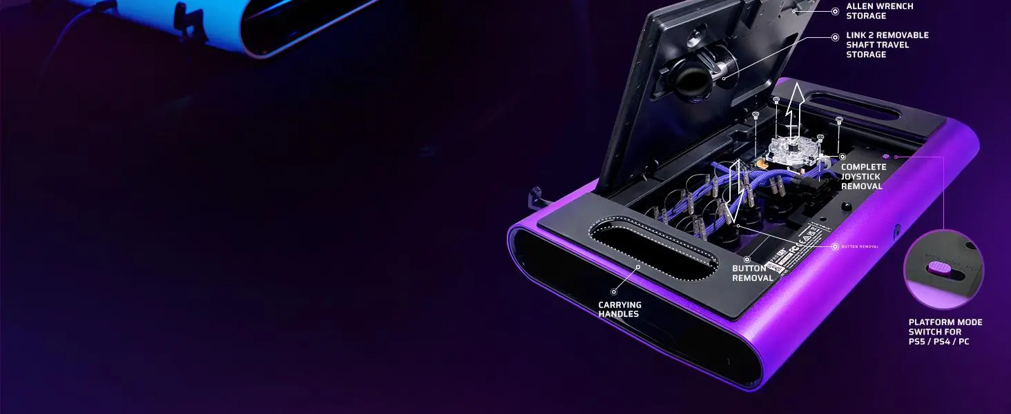 Kontroler Victrix Pro FS Arcade Fight Stick do PS5, PS4, PC Przewodowy Fioletowy