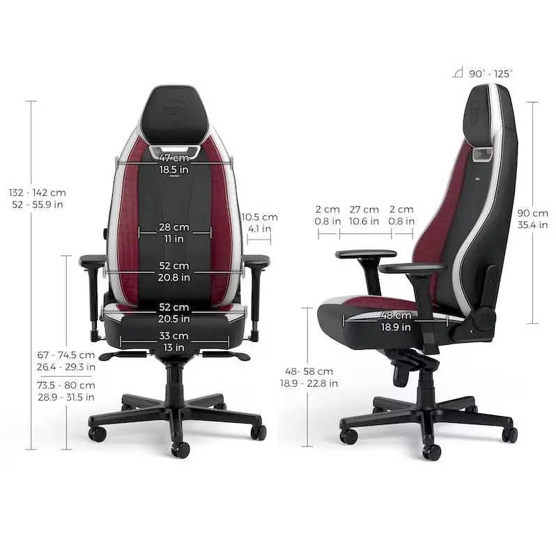 Fotel Noblechairs LEGEND Black White Red Gamingowy do 150kg Skóra ECO High Tech Czarny Biały Czerwony