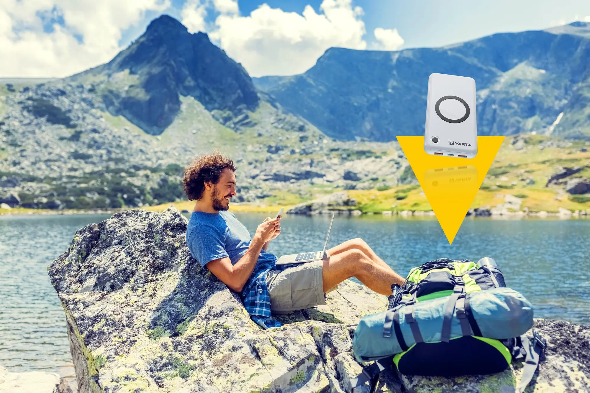 Powerbank VARTA Wireless 15000mAh PASS THROUGH 2xUSB USB-C 20W Biały