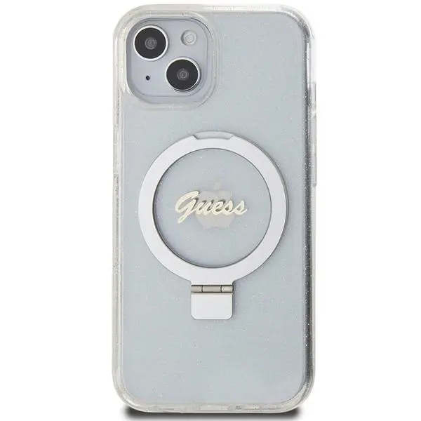 Etui Guess Ring Stand Script Glitter MagSafe GUHMP15SHRSGSD do iPhone 15 / 14 / 13