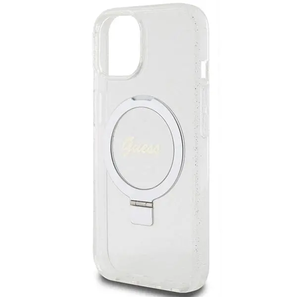 Etui Guess Ring Stand Script Glitter MagSafe GUHMP15SHRSGSD do iPhone 15 / 14 / 13