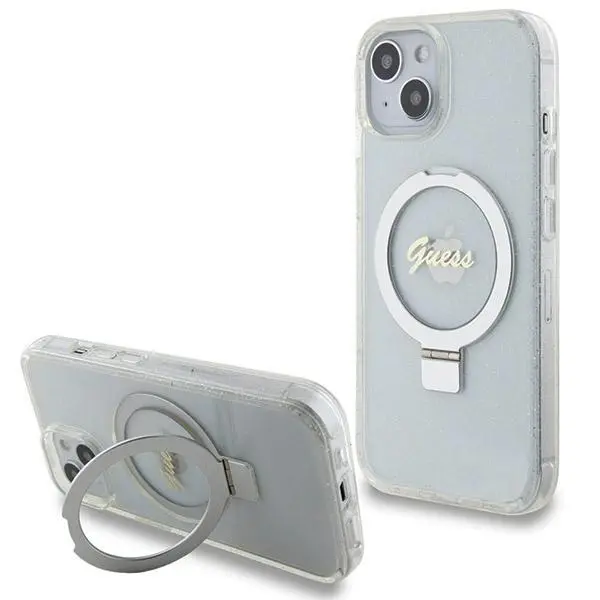 Etui Guess Ring Stand Script Glitter MagSafe GUHMP15SHRSGSD do iPhone 15 / 14 / 13