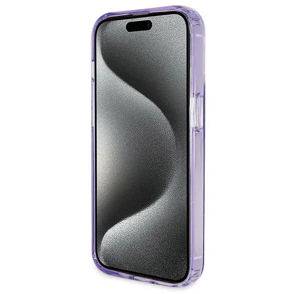 Etui Guess Ring Stand Script Glitter MagSafe GUHMP14XHRSGSU do iPhone 14 Pro Max Fioletowy