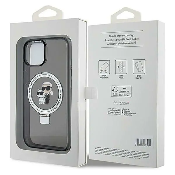 Etui Karl Lagerfeld Ring Stand Karl&Choupettte MagSafe KLHMP14SHMRSKCK do iPhone 14/15/13 Czarny
