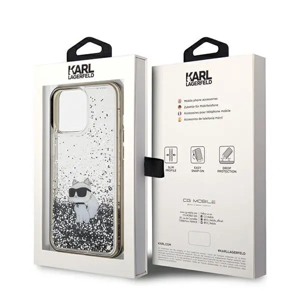 Etui Karl Lagerfeld Liquid Glitter Choupette KLHCP13XLKCNSK do iPhone 13 Pro Max