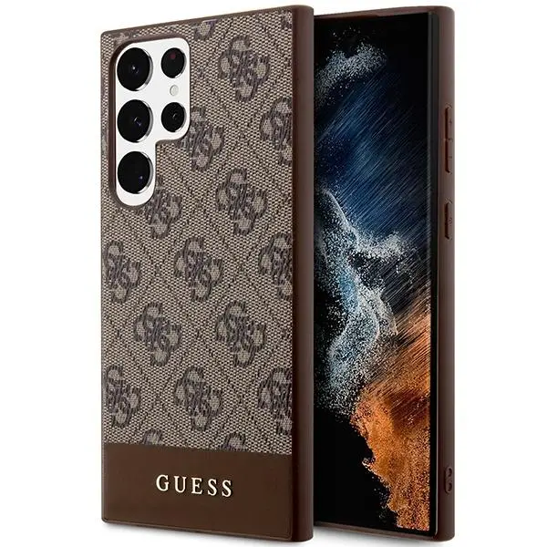 Etui Guess 4G Stripe Collection GUHCS24LG4GLBR do Samsung Galaxy S24 Ultra Brązowy