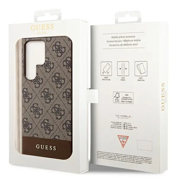 Etui Guess 4G Stripe Collection GUHCS24LG4GLBR do Samsung Galaxy S24 Ultra Brązowy