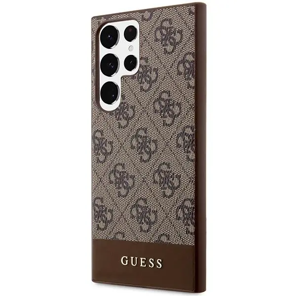 Etui Guess 4G Stripe Collection GUHCS24LG4GLBR do Samsung Galaxy S24 Ultra Brązowy