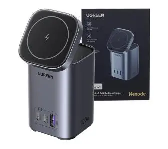 Ładowarka indukcyjna UGREEN GaN 2w1 CD342 Qi 2xUSB-C 1x USB-A 100W Szary