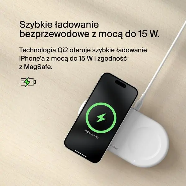 Ładowarka indukcyjna Belkin Magsafe 2in1 QI2 15W Biały