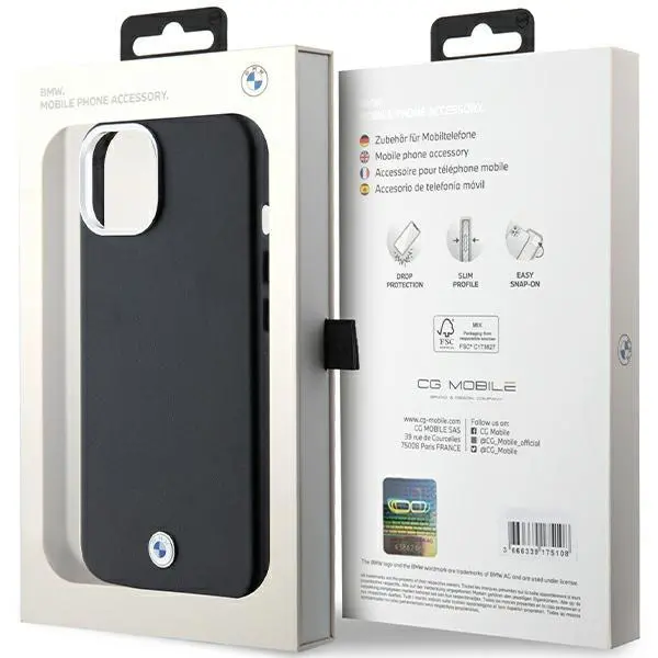 Etui BMW Signature Wrapped Metal MagSafe BMHMP14S23PUFWK do iPhone 14 Czarny