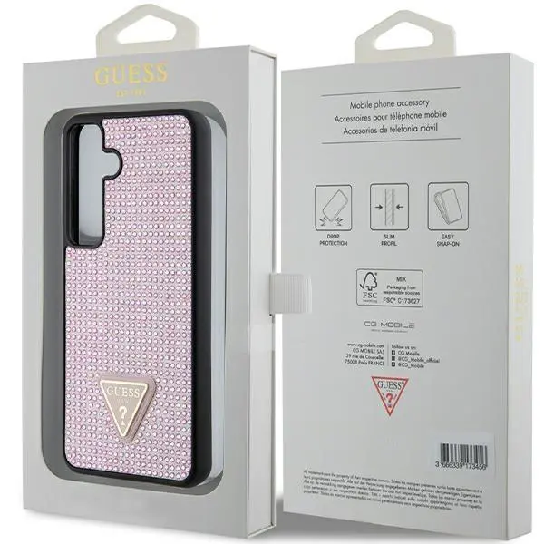 Etui Guess Rhinestone Triangle GUHCS24SHDGPPP do Samsung Galaxy S24 Różowy